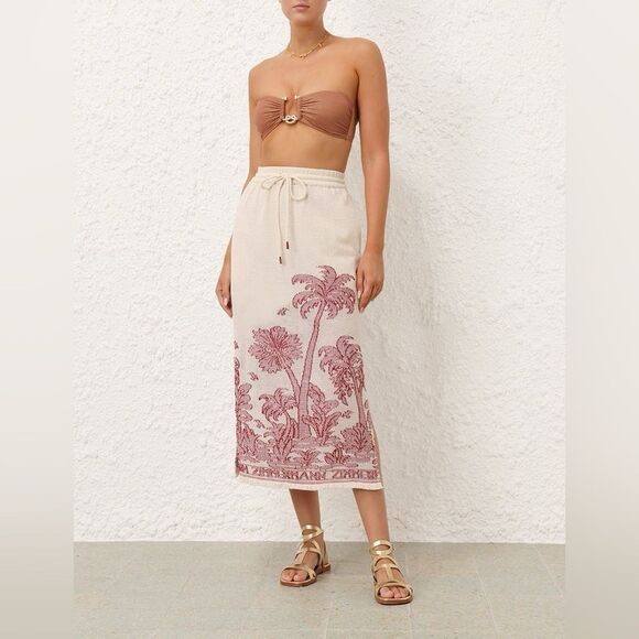 Zimmermann Dresses & Skirts - Zimmermann OTTIE PALM DRAW WAIST SKIRT size 1 NWT